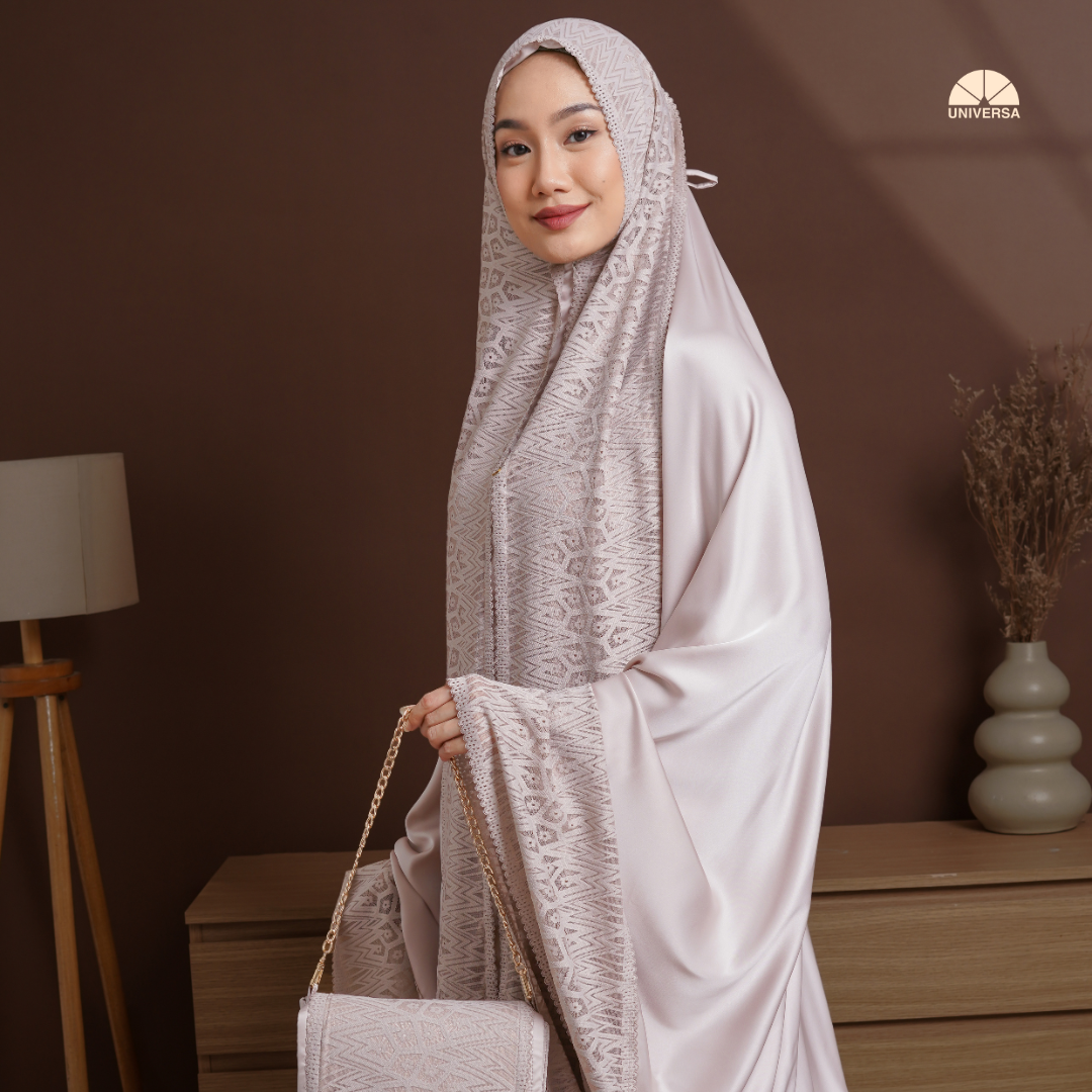 Mukena - IVORY PINK, Mukena 2in1 Silk Premium