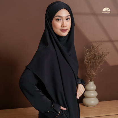 Abaya Set Black – Gamis Syari Polos + French Khimar