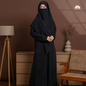 Abaya Set Black – Gamis Syari Polos + French Khimar