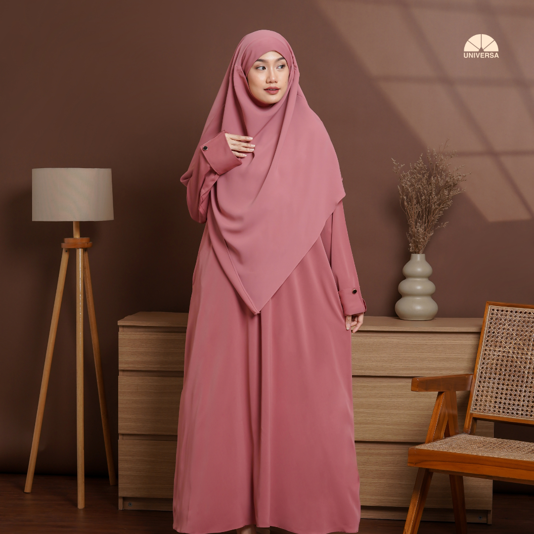 Abaya Set PEACH – Gamis Syari Polos + French Khimar