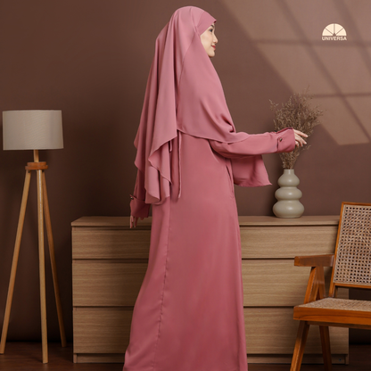 Abaya Set PEACH – Gamis Syari Polos + French Khimar