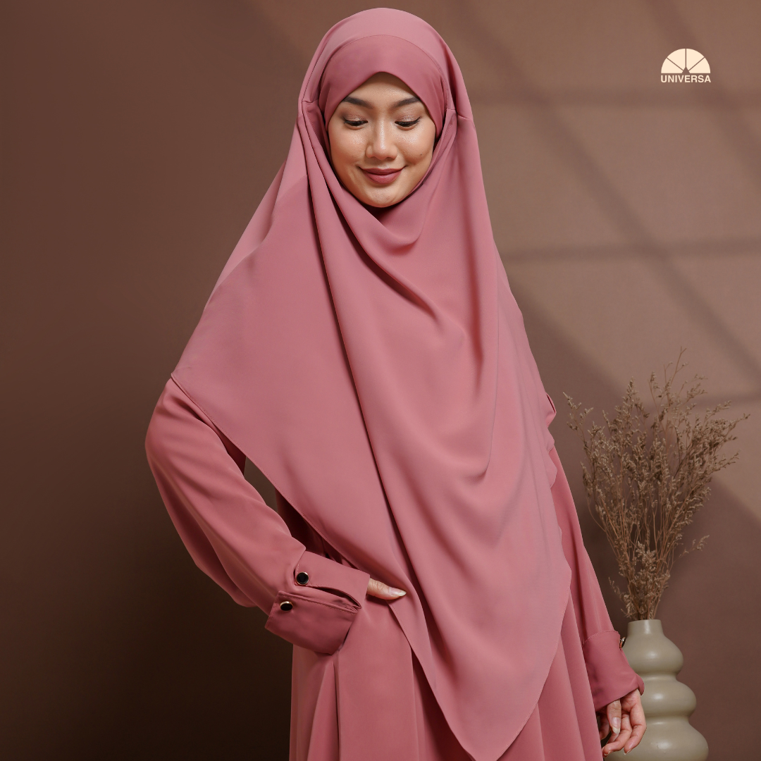 Abaya Set PEACH – Gamis Syari Polos + French Khimar