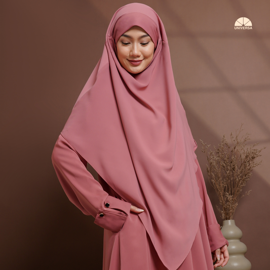 Abaya Set PEACH – Gamis Syari Polos + French Khimar