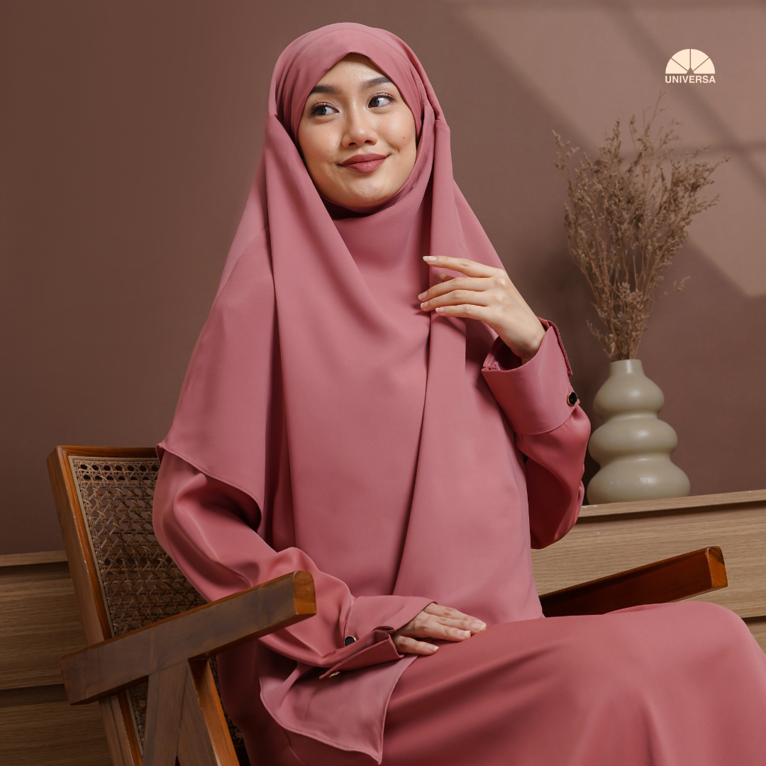 Abaya Set PEACH – Gamis Syari Polos + French Khimar