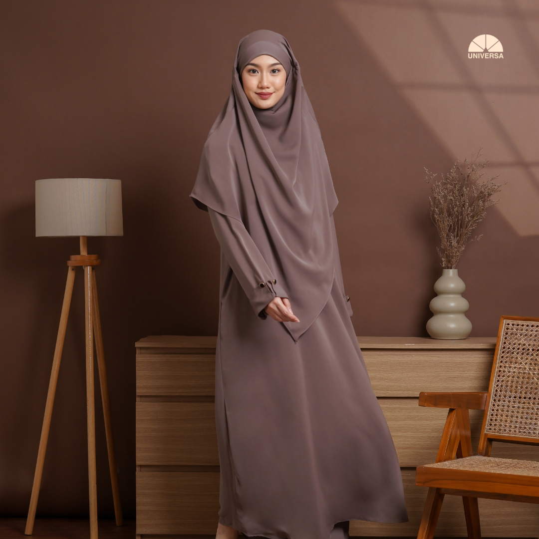 Abaya Set MOCCA – Gamis Syari Polos + French Khimar