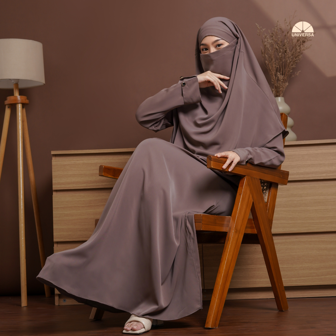 Abaya Set MOCCA – Gamis Syari Polos + French Khimar