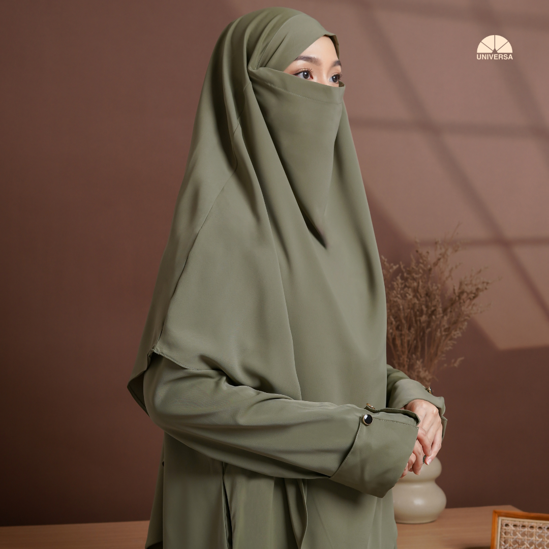 Abaya Set SAGE GREEN – Gamis Syari Polos + French Khimar