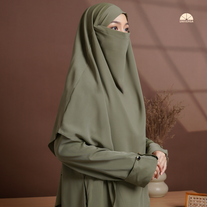 Abaya Set SAGE GREEN – Gamis Syari Polos + French Khimar