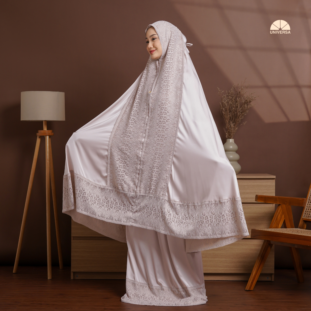 Mukena - IVORY PINK, Mukena 2in1 Silk Premium