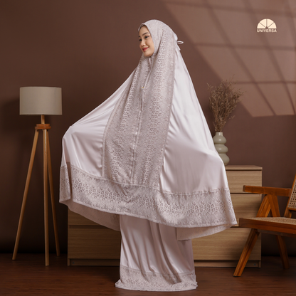 Mukena - IVORY PINK, Mukena 2in1 Silk Premium