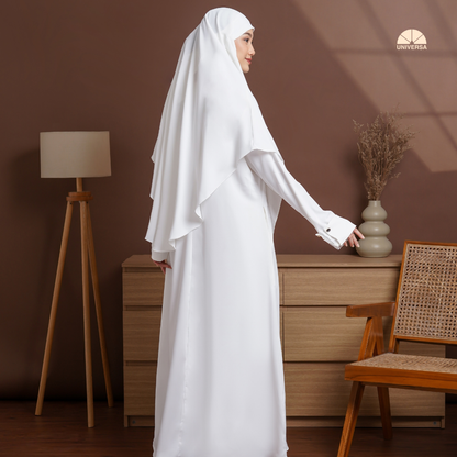 Abaya Set WHITE – Gamis Syari Polos + French Khimar