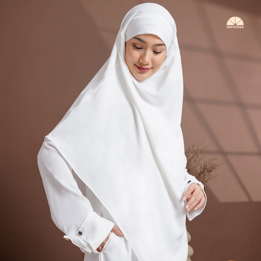 Abaya Set WHITE – Gamis Syari Polos + French Khimar