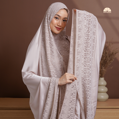 Mukena - IVORY PINK, Mukena 2in1 Silk Premium