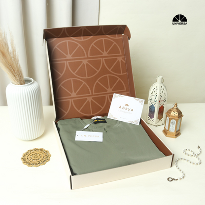 Abaya Set SAGE GREEN – Gamis Syari Polos + French Khimar