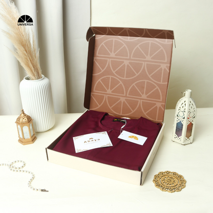 Abaya Set BURGUNDY – Gamis Syari Polos + French Khimar