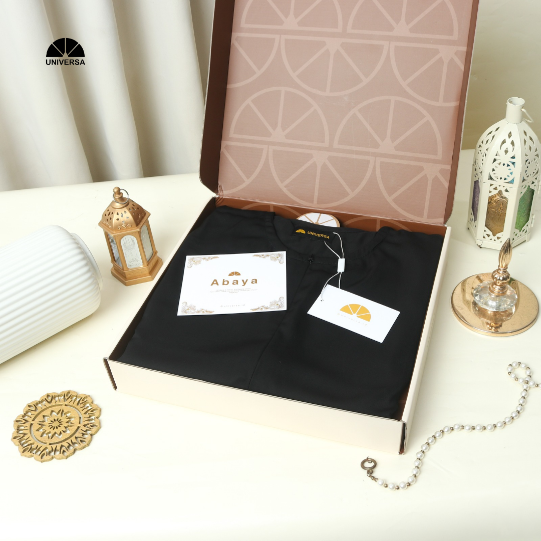 Abaya Set Black – Gamis Syari Polos + French Khimar