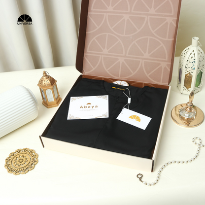 Abaya Set Black – Gamis Syari Polos + French Khimar